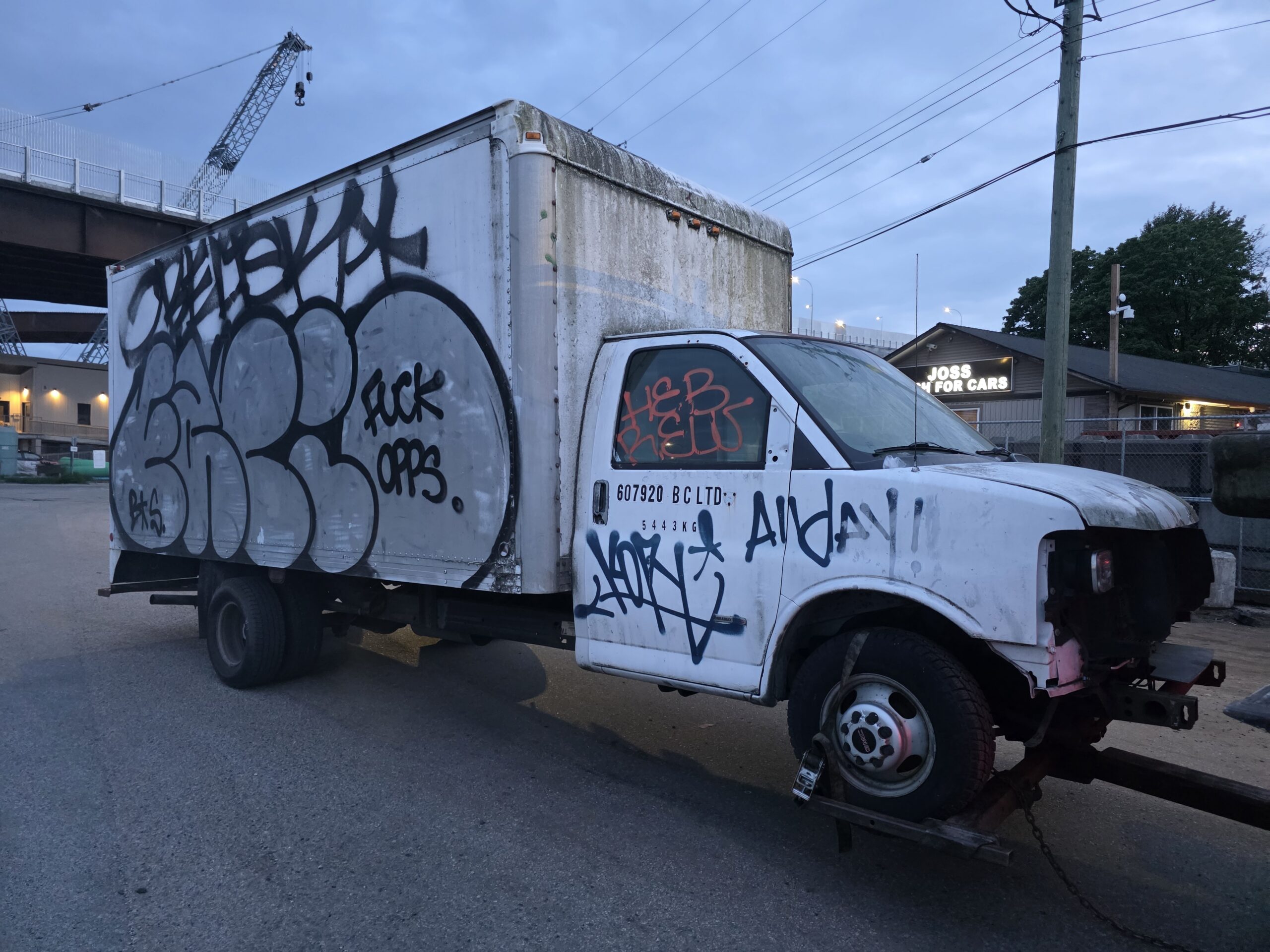 Retired cube van truck secured for cash sale and scrap pickup in Coquitlam